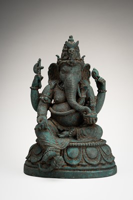 Lot 1107 - A BRONZE FIGURE OF GANESHA, c. 14th CENTURY