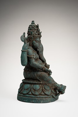 Lot 1107 - A BRONZE FIGURE OF GANESHA, c. 14th CENTURY