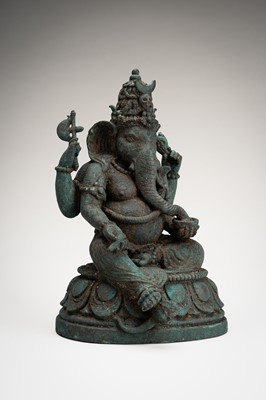 Lot 1107 - A BRONZE FIGURE OF GANESHA, c. 14th CENTURY
