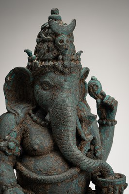 Lot 1107 - A BRONZE FIGURE OF GANESHA, c. 14th CENTURY