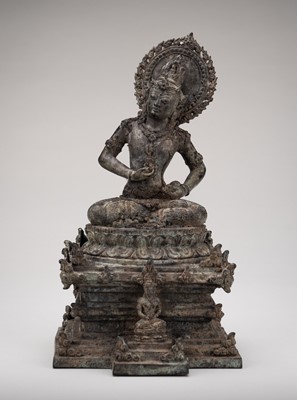 Lot 1110 - A BRONZE FIGURE OF VAJRASATTVA, 19TH CENTURY OR EARLIER