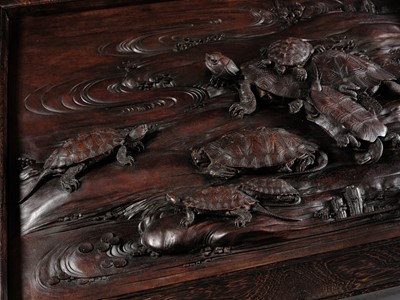 Lot 172 - GOTO KOYU: A MASTERFUL AND LARGE WOOD PANEL DEPICTING TURTLES