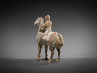 A PAINTED POTTERY HORSE AND RIDER, HAN DYNASTY