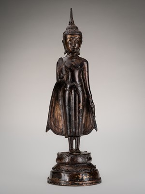 Lot 1054 - A BRONZE FIGURE OF BUDDHA SHAKYAMUNI, 19TH CENTURY