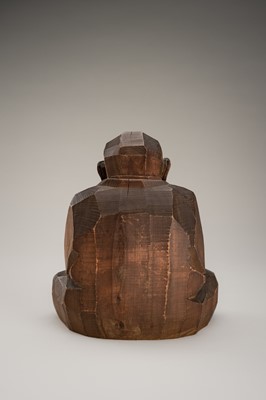 Lot 82 - A SIGNED ITTOBORI STYLE WOOD FIGURE OF A MONK