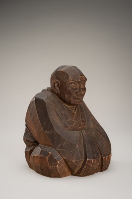 Lot 82 - A SIGNED ITTOBORI STYLE WOOD FIGURE OF A MONK