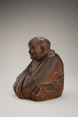Lot 82 - A SIGNED ITTOBORI STYLE WOOD FIGURE OF A MONK