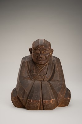 Lot 82 - A SIGNED ITTOBORI STYLE WOOD FIGURE OF A MONK