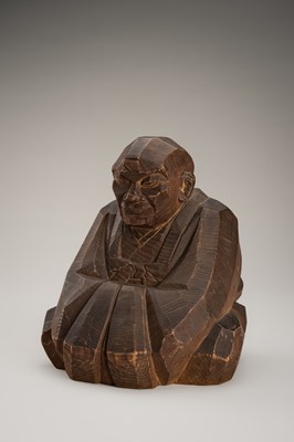 Lot 82 - A SIGNED ITTOBORI STYLE WOOD FIGURE OF A MONK