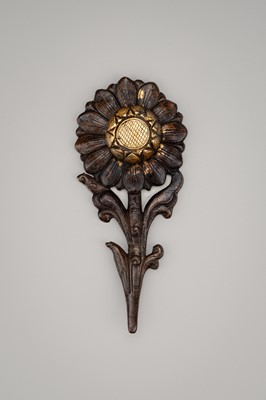 Lot 1972 - A PARCEL-GILT BRONZE FLOWER ORNAMENT