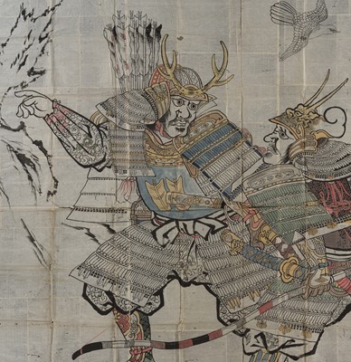 Lot 344 - A KANO-SCHOOL PREPARATORY DRAWING OF SAMURAI FOR A FOLDING SCREEN