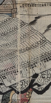 Lot 344 - A KANO-SCHOOL PREPARATORY DRAWING OF SAMURAI FOR A FOLDING SCREEN