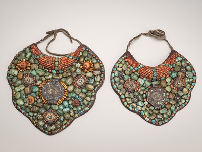 Lot 992 - A PAIR OF INLAID LADAKHI PECTORALS, SKEYPUK