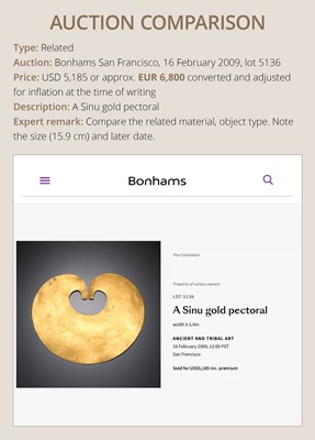 Lot 95 - AN ANCIENT GOLD PECTORAL, PROBABLY CENTRAL ASIA, CIRCA 1st MILLENNIUM CENTURY BC