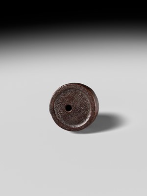 A SUPERB NAGOYA SCHOOL WOOD NETSUKE OF RAT ON A CHAUSU TEA MILL