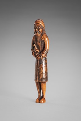 HARAMASA: A WOOD NETSUKE OF A FOREIGNER