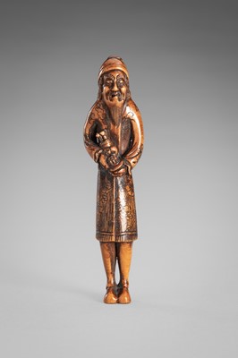 HARAMASA: A WOOD NETSUKE OF A FOREIGNER