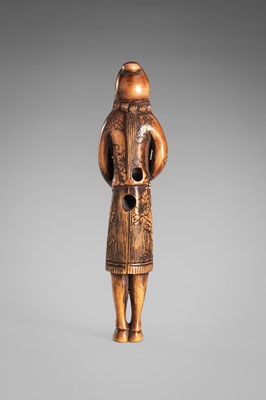 HARAMASA: A WOOD NETSUKE OF A FOREIGNER