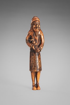 HARAMASA: A WOOD NETSUKE OF A FOREIGNER