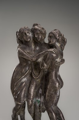 Lot 1008 - A SILVER FIGURE OF THE THREE GRACES, STYLE OF THE GRECO-BACTRIAN KINGDOM