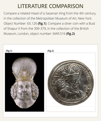Lot 619 - A SILVER FIGURE OF A SASANIAN KING ON HORSEBACK, PERSIA, 19TH CENTURY OR EARLIER