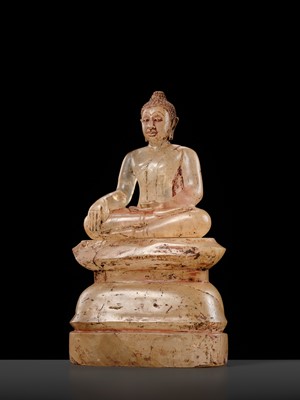 Lot 425 - A ROCK CRYSTAL FIGURE OF BUDDHA, LUANG PRABANG, LAO KINGDOM, CIRCA 14TH-15TH CENTURY