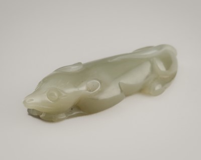 Lot 1858 - A PALE CELADON JADE CARVING OF A DORMOUSE, REPUBLIC PERIOD