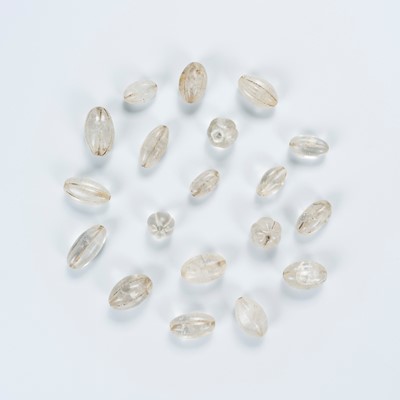 Lot 2078 - A FINE LOT WITH 19 ANTIQUE ROCK CRYSTAL BEADS, c. 10TH-11TH CENTURY