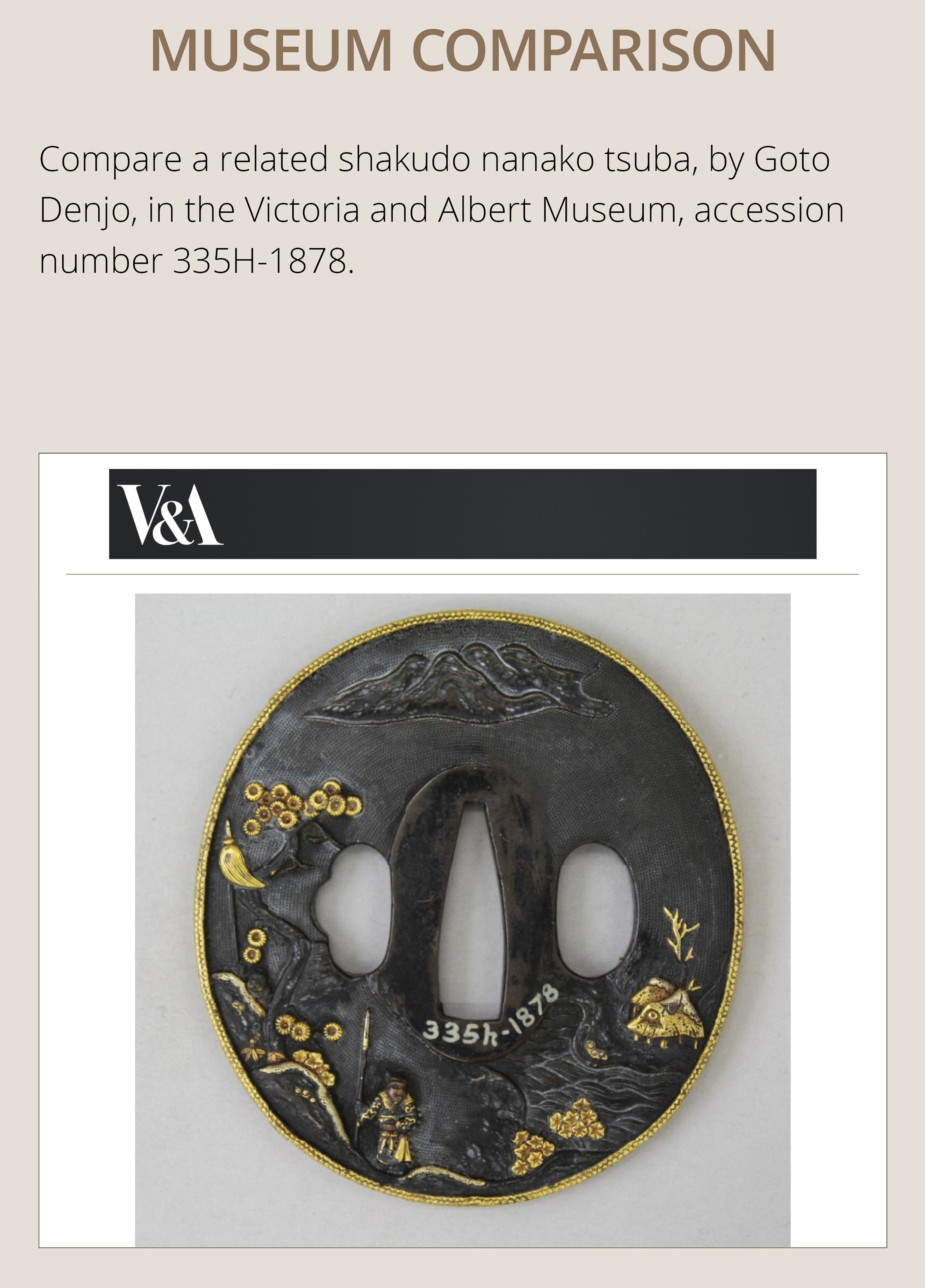 Lot 82 - GOTO DENJO: A FINE SHAKUDO NANAKO TSUBA WITH