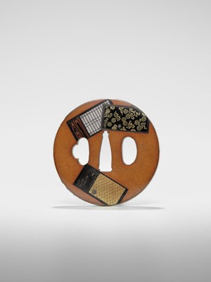 Lot 76 - A SUPERB SHONAI SCHOOL SUAKA TSUBA WITH SLIDING DOORS