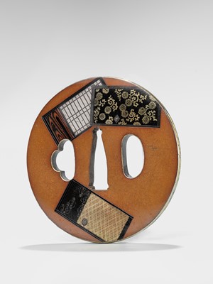 Lot 76 - A SUPERB SHONAI SCHOOL SUAKA TSUBA WITH SLIDING DOORS