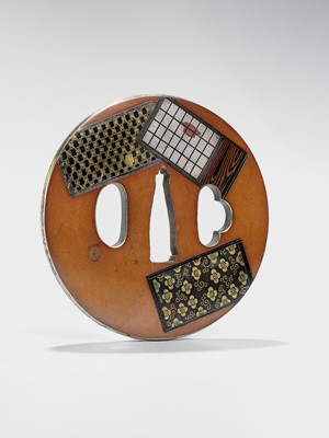 Lot 76 - A SUPERB SHONAI SCHOOL SUAKA TSUBA WITH SLIDING DOORS