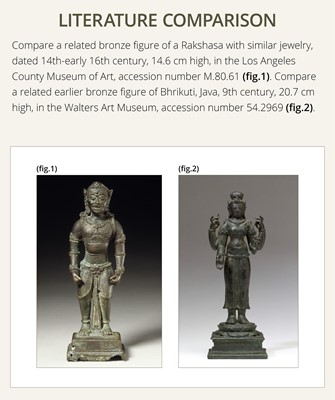 Lot 266 - A BRONZE FIGURE OF DEWI TARA, MAJAPAHIT PERIOD