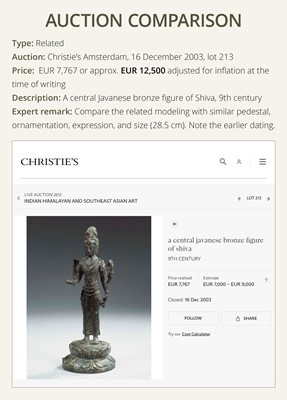 Lot 266 - A BRONZE FIGURE OF DEWI TARA, MAJAPAHIT PERIOD