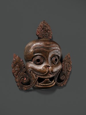 Lot 278 - A COPPER REPOUSSÉ ‘CHITIPATI’ MASK, TIBET, 18TH-19TH CENTURY