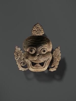 Lot 278 - A COPPER REPOUSSÉ ‘CHITIPATI’ MASK, TIBET, 18TH-19TH CENTURY