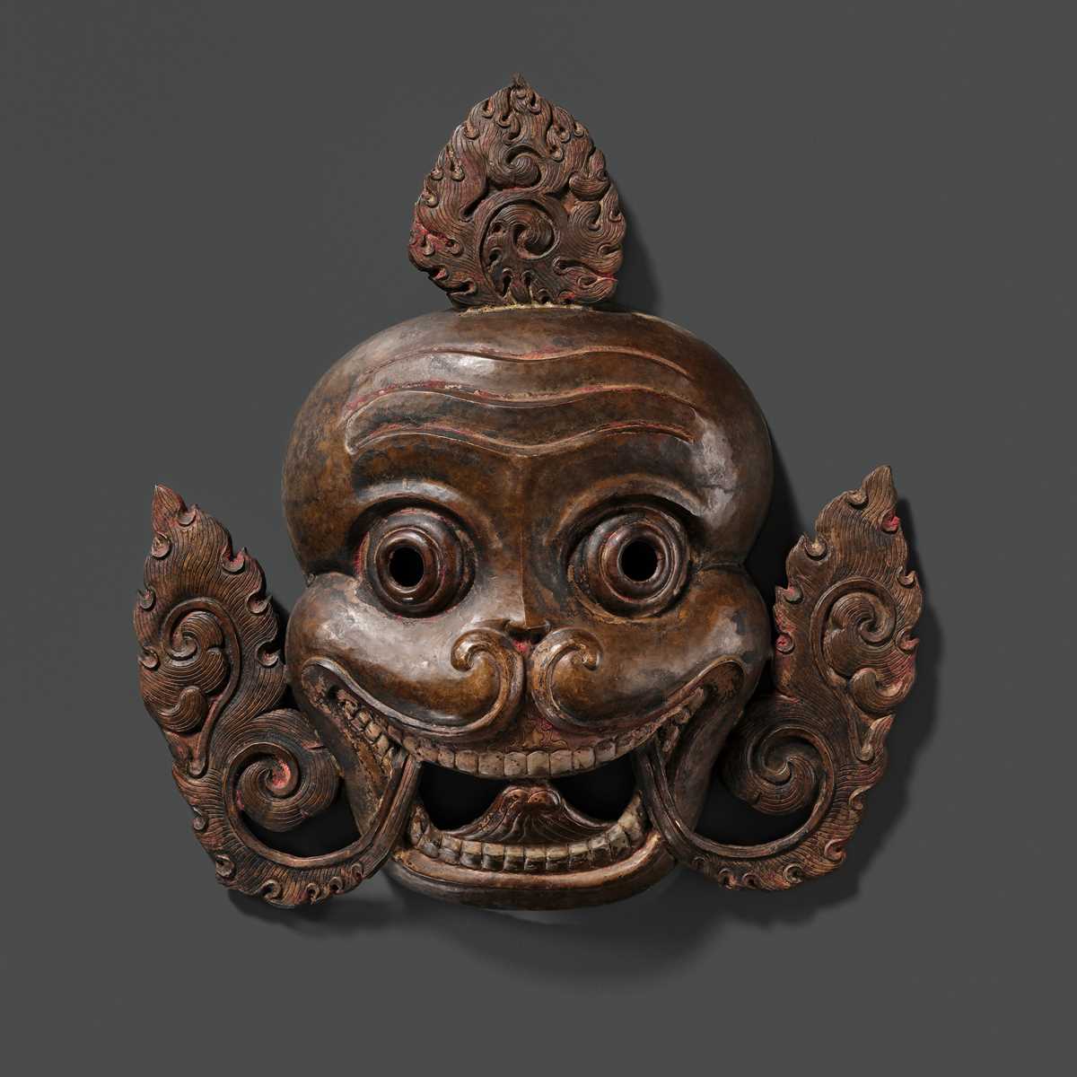 Lot 278 - A COPPER REPOUSSÉ ‘CHITIPATI’ MASK, TIBET, 18TH-19TH CENTURY