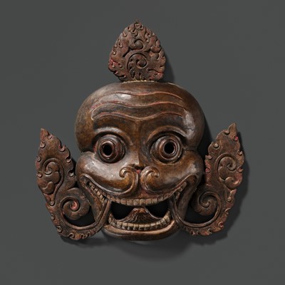 Lot 278 - A COPPER REPOUSSÉ ‘CHITIPATI’ MASK, TIBET, 18TH-19TH CENTURY