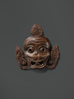 Lot 278 - A COPPER REPOUSSÉ ‘CHITIPATI’ MASK, TIBET, 18TH-19TH CENTURY