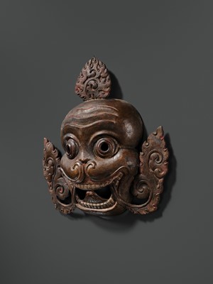 Lot 278 - A COPPER REPOUSSÉ ‘CHITIPATI’ MASK, TIBET, 18TH-19TH CENTURY