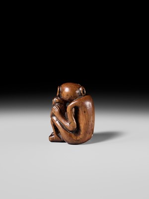 Lot 82 - A RARE AND UNUSUAL (TRICK) NETSUKE OF A MONKEY WITH YOUNG