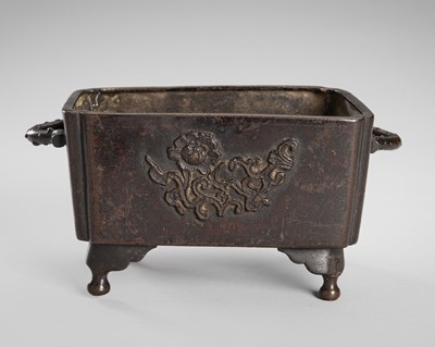 Lot 794 - A BRONZE CENSER WITH PEONIES, c. 1900s