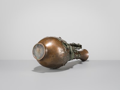 Lot 7 - AKASOFU GYOKKO: A BRONZE ‘DRAGON’ VASE WITH SMALL CRYSTAL SPHERE