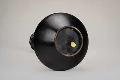 Lot 11 - A SIGNED LARGE BRONZE VASE WITH STYLIZED DECORATION