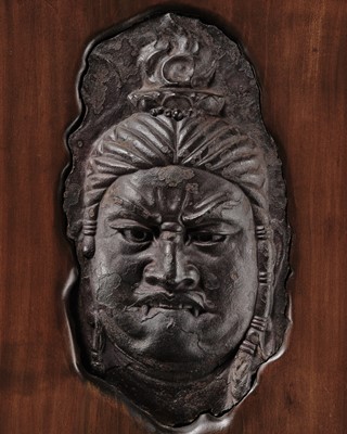 Lot 146 - A RARE CAST-IRON HEAD OF FUDO MYO-O, KAMAKURA PERIOD