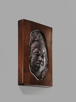 Lot 146 - A RARE CAST-IRON HEAD OF FUDO MYO-O, KAMAKURA PERIOD