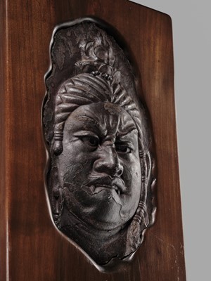 Lot 146 - A RARE CAST-IRON HEAD OF FUDO MYO-O, KAMAKURA PERIOD