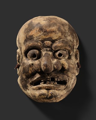 Lot 173 - A KIRI WOOD BUGAKU MASK OF AN OLD MAN