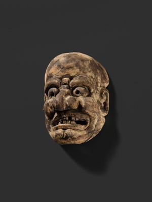 Lot 173 - A KIRI WOOD BUGAKU MASK OF AN OLD MAN