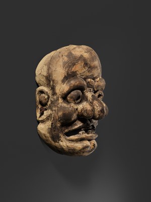 Lot 173 - A KIRI WOOD BUGAKU MASK OF AN OLD MAN